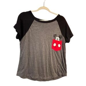 Disney Mockey Mouse Raglan Pocket T-shiry gray and black 15/17 XL